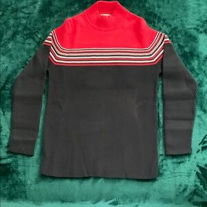 Appleseed's Red and Black ribbed skinny fit Crew  Neck Sweater.